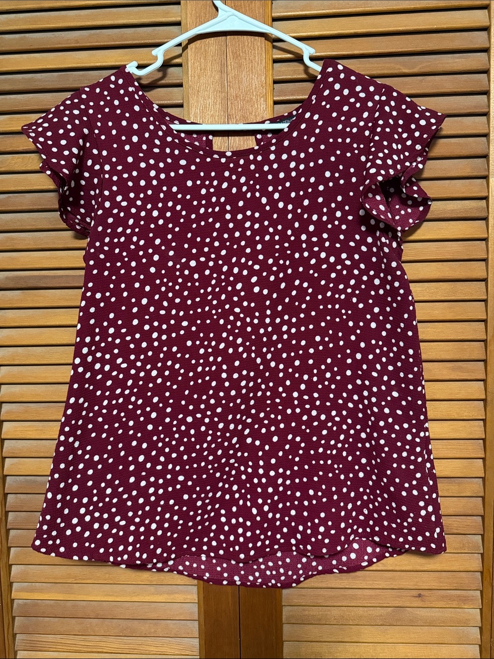 Papermoon Maroon Polka Dot Short Sleeve Blouse